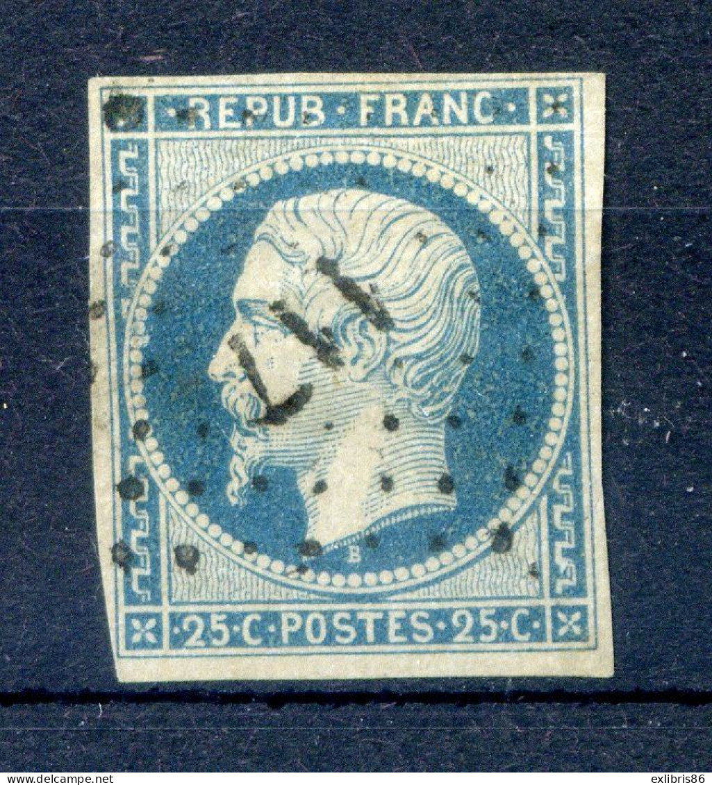 060524 TIMBRE FRANCE N° 15   Sans Clair , 4 Marges PC 117 ARGELES DE BIGORRE - 1853-1860 Napoléon III