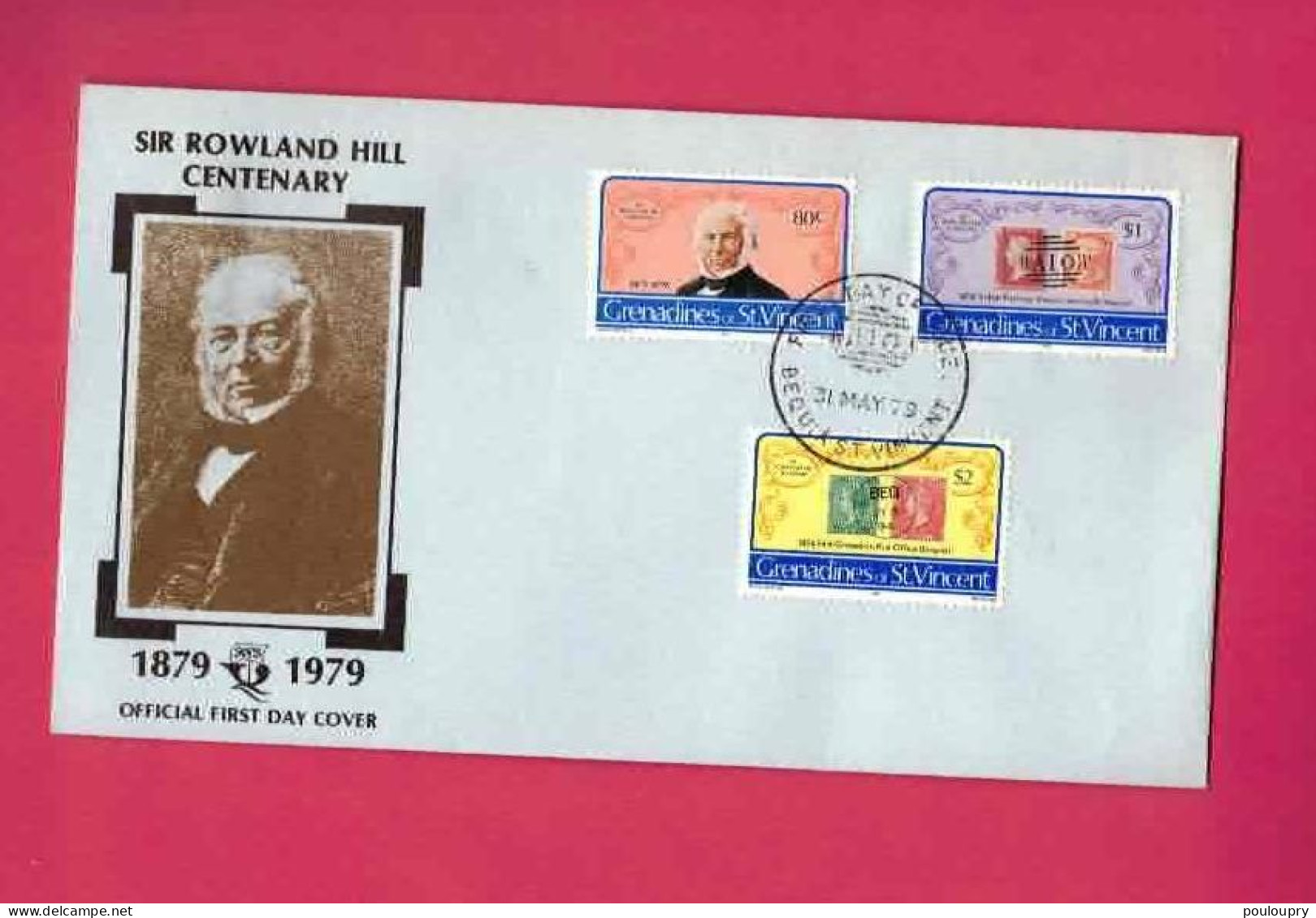 FDCde 1979 Des Grenadines - Sir Rowland Hill - Briefmarken Auf Briefmarken