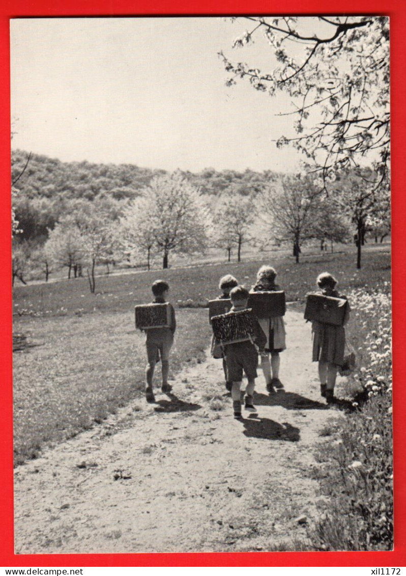 ZWS-33a  Photo Prise Dans La Campagne Fribourgeoise, Enfants Allant à L'école. Foto Benedikt RAST Fribourg GF Circ. 1967 - Fribourg