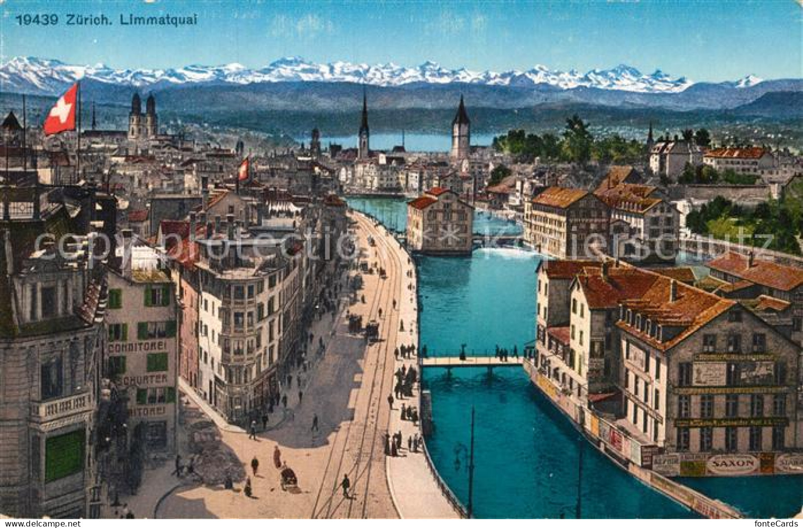 12995089 Zuerich ZH Limmatquai Alpenpanorama Zuerich - Andere & Zonder Classificatie