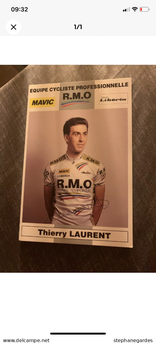 Carte Postale Cyclisme Thierry LAURENT Avec Autographe Équipe RMO - Cyclisme