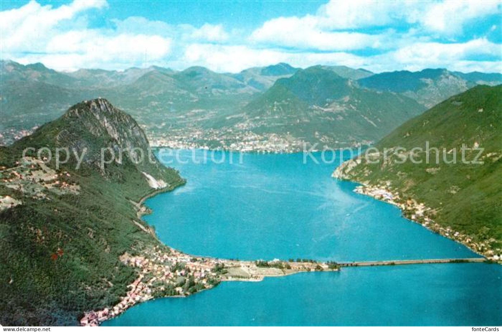 12986817 Lugano Lago Di Lugano Ponte Die Melide Monte Bre E Il San Salvatore Lug - Andere & Zonder Classificatie