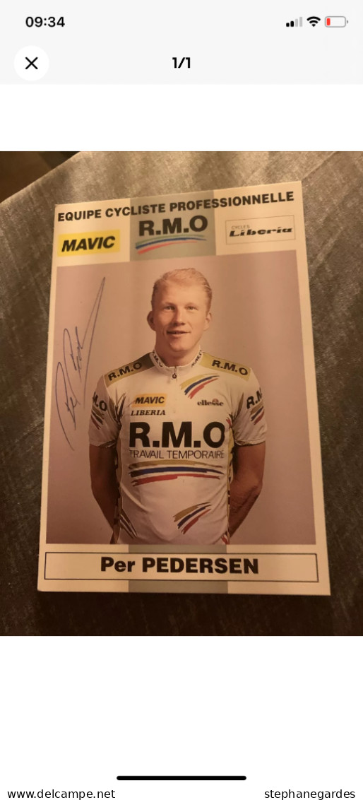 Carte Postale Cyclisme Per PEDERSEN Avec Autographe Équipe RMO - Cycling