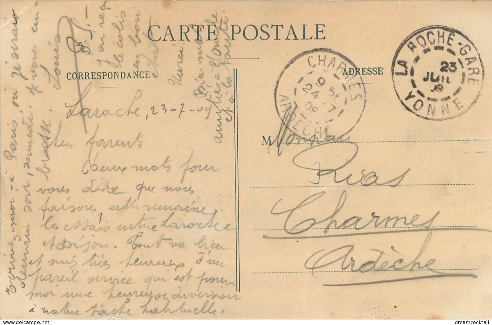 89 LAROCHE. Types De Mariniers Sur Péniche Dans Le Canal 1909 (grand Pli Vertical)... - Laroche Saint Cydroine