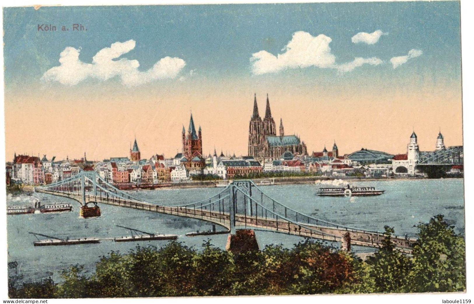 ALLEMAGNE GERMANY RHENANIE WESTPHALIE COLOGNE KÖLN AM RHEIN KOELN : PONT BATEAU SUR LE RHIN - Koeln