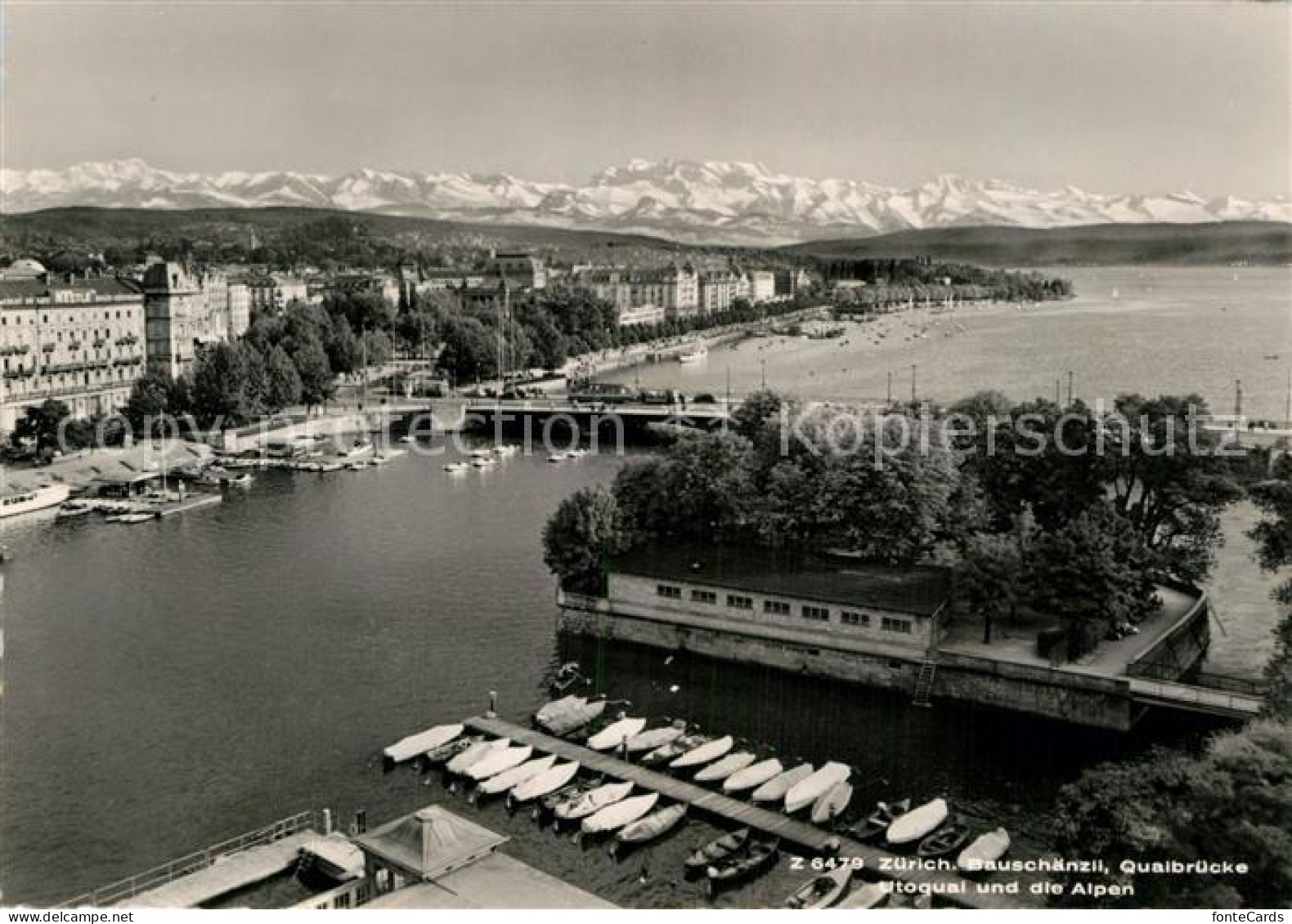 12967577 Zuerich ZH Bauschaenzli Quaibruecke Utoquai Und Die Alpen Zuerich - Autres & Non Classés