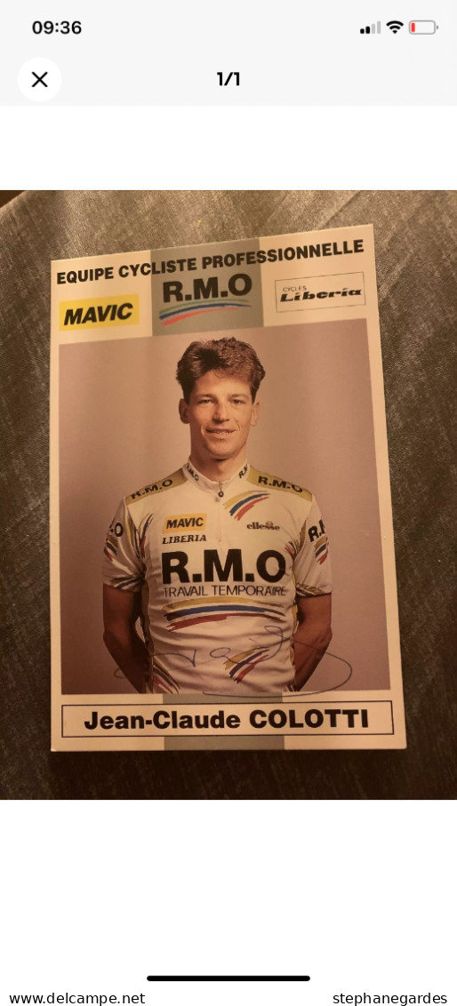 Carte Postale Cyclisme Jean Claude COLOTTI Avec Autographe Équipe RMO - Cycling