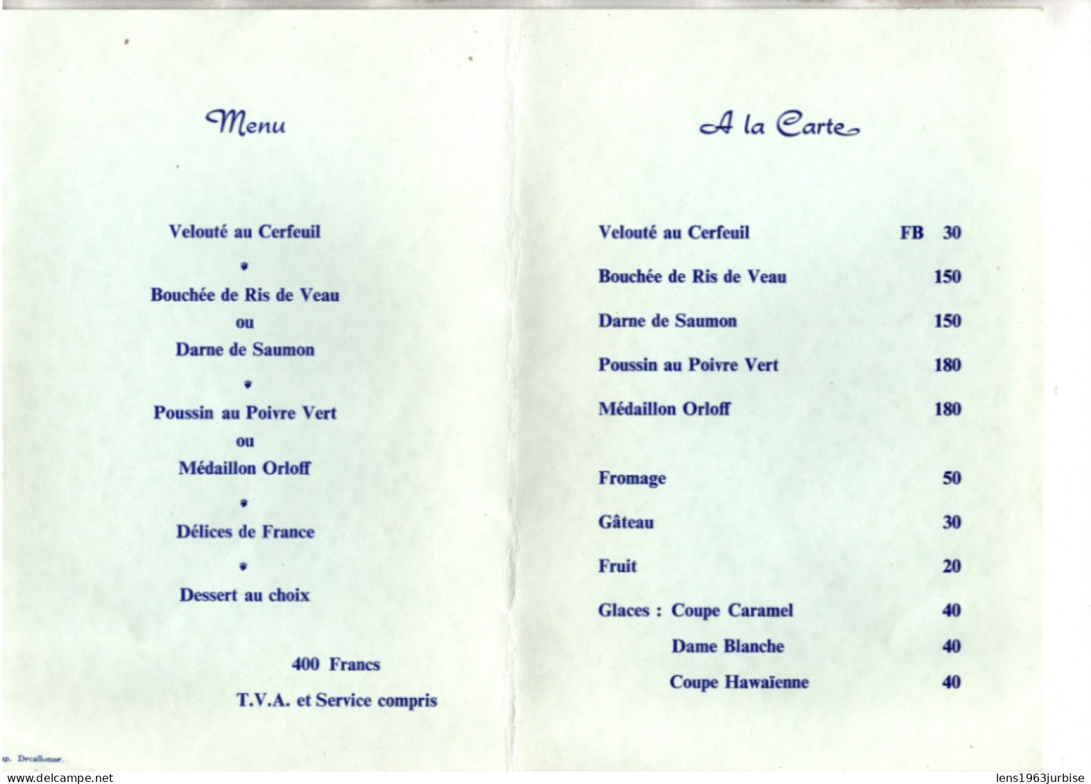 Maison Saint Augustin Enghien , La Trempoline , 23 - 24 Avril 1977 - Menus