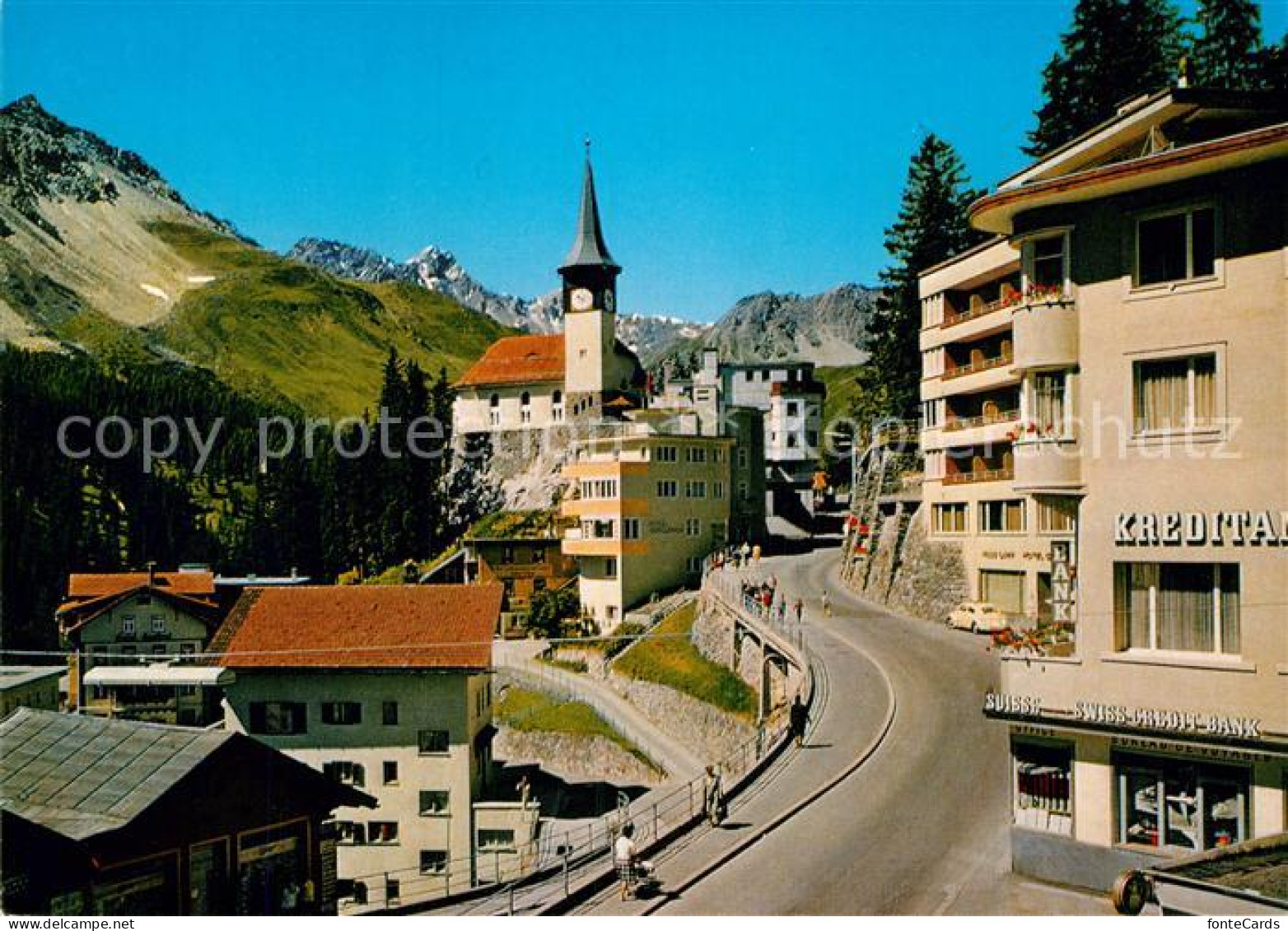 12961007 Arosa GR Dorfstrasse Mit Kirche Arosa - Otros & Sin Clasificación