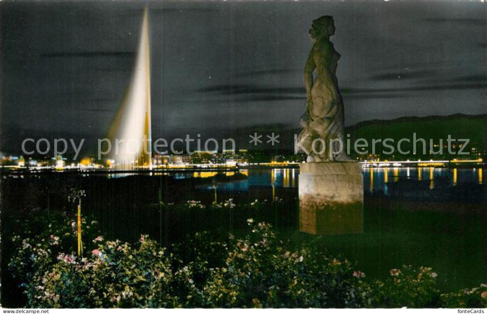 12955899 Geneve GE Statue De La Bise Le Soir Geneve - Sonstige & Ohne Zuordnung