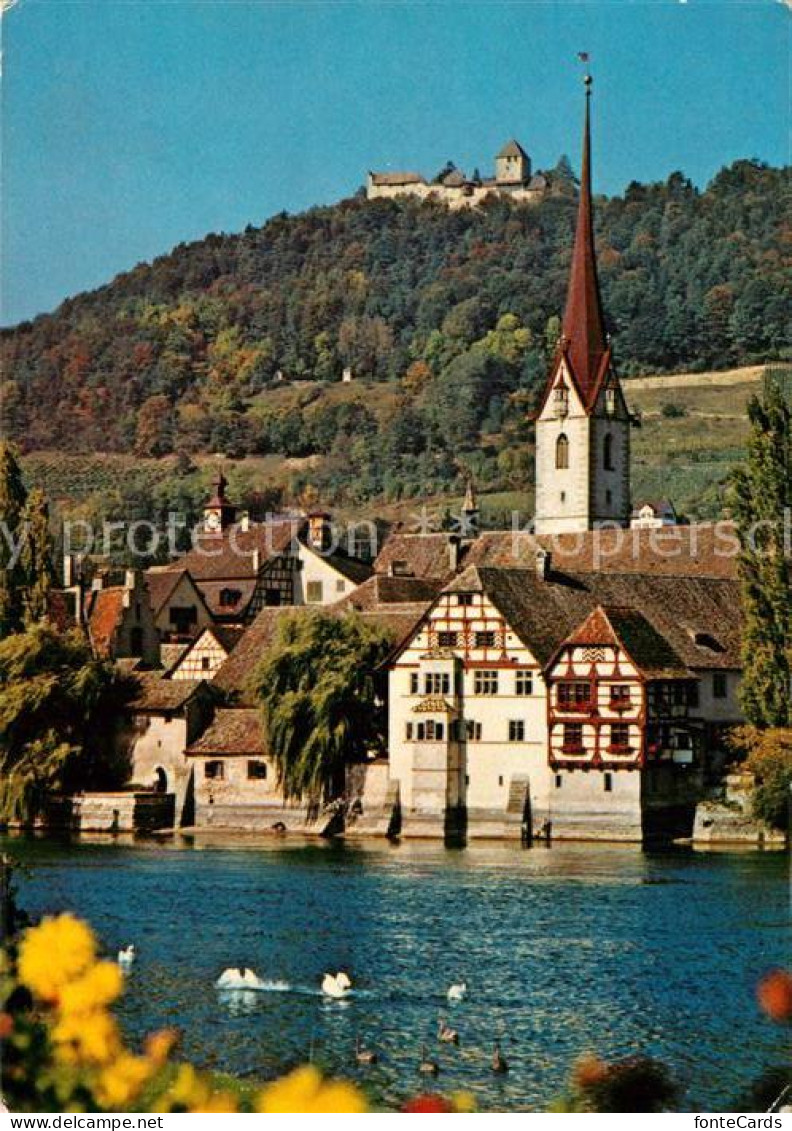 12954507 Stein Rhein Blick Ueber Den Fluss Kirchturm Burg Hohenklingen Stein Rhe - Other & Unclassified