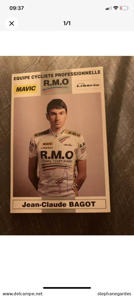 Carte Postale Cyclisme Jean Claude BAGOT Avec Autographe Équipe RMO - Cyclisme