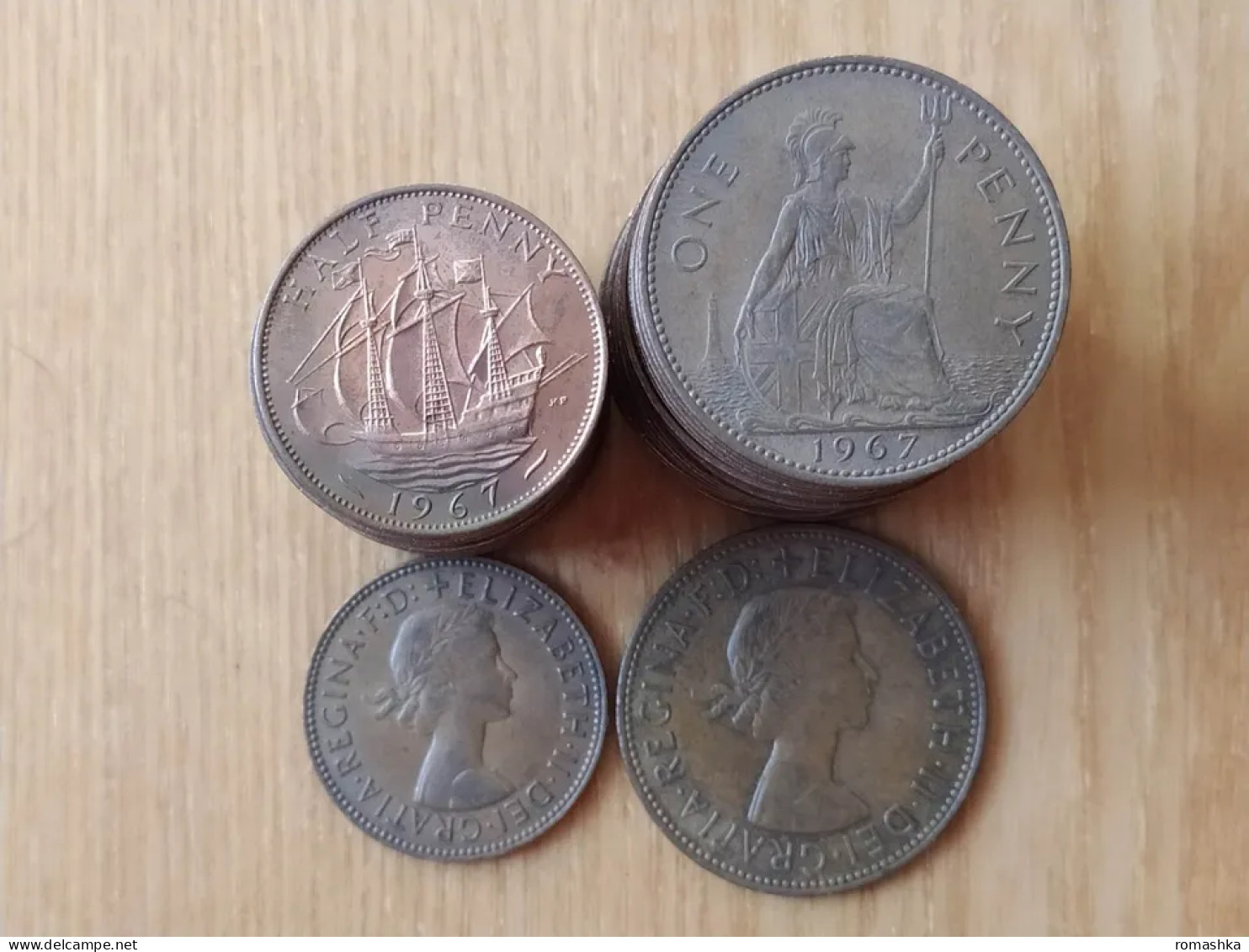 Great Britain UK 2 Coins 1+1/2 Penny Elizabeth Price For One Set - Altri & Non Classificati