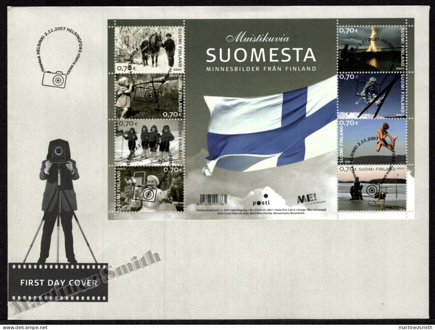 Finland FDC 2007 Yvert 1836-43, Souvenir Photos Of Finland, National Flag - Sheetlet - FDC