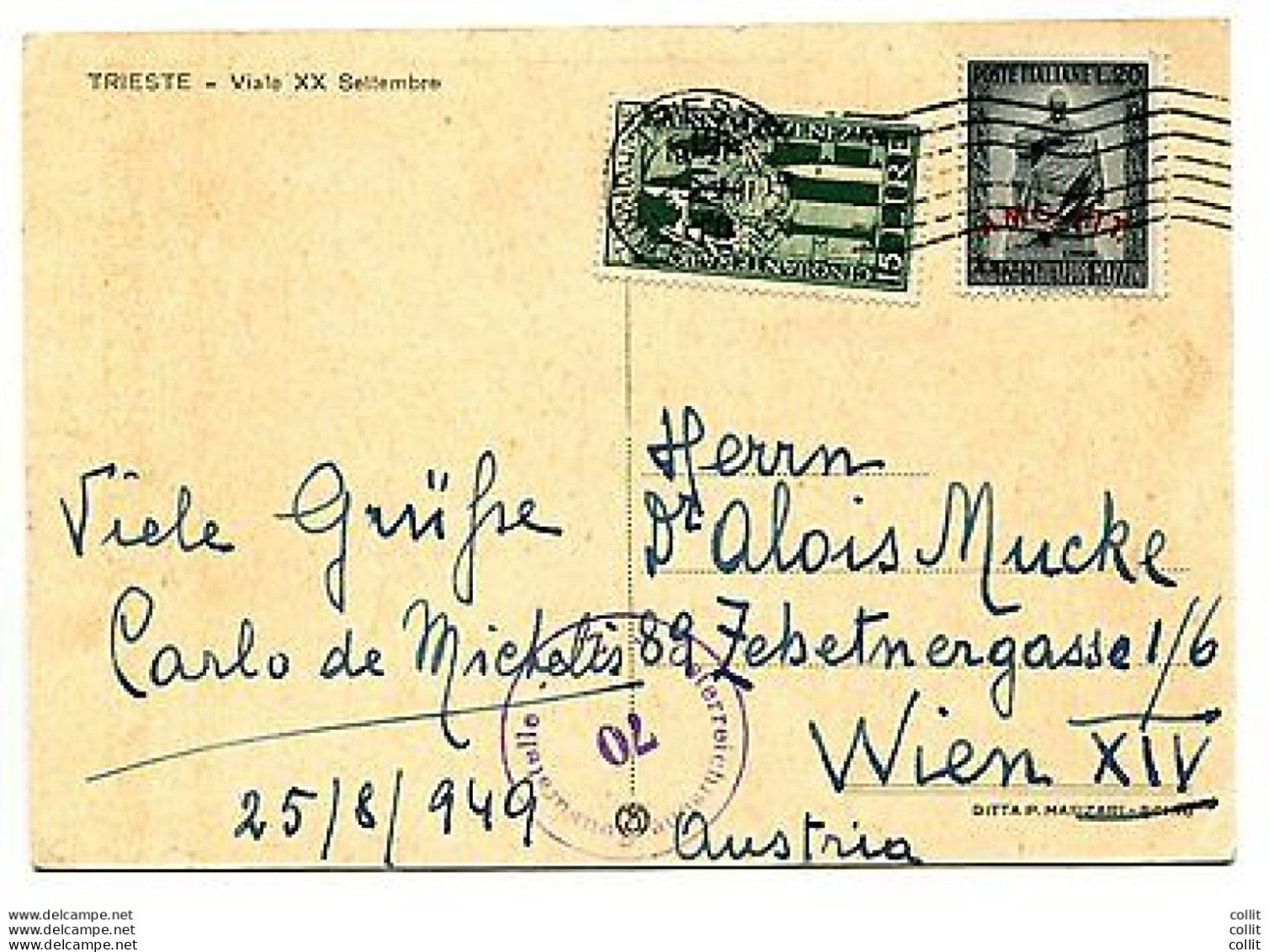 Mazzini N. 47 + Complementare N. 36 Su Cartolina Per Vienna - Ongebruikt