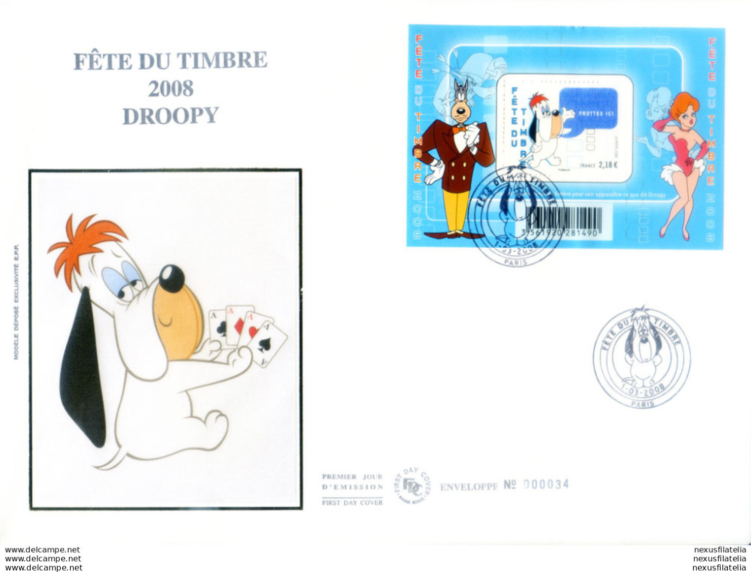 Francia. Fumetti 2008. Droopy. FDC. - Autres & Non Classés