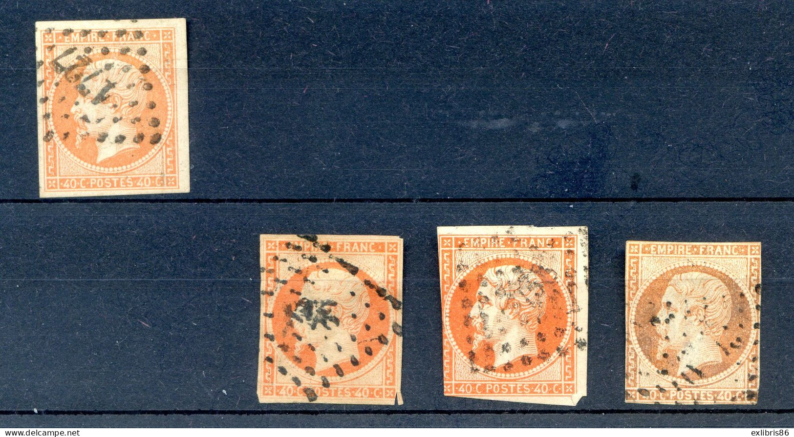 060524 TIMBRE FRANCE N° 16     4 EXEMPLAIRES AVEC DEFAUTS - 1853-1860 Napoléon III.