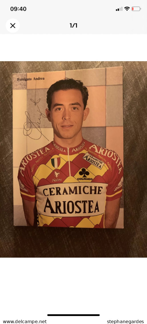 Carte Postale Cyclisme Andrea FERRIGATO Avec Autographe  Équipe  Ariostea 1994 - Radsport