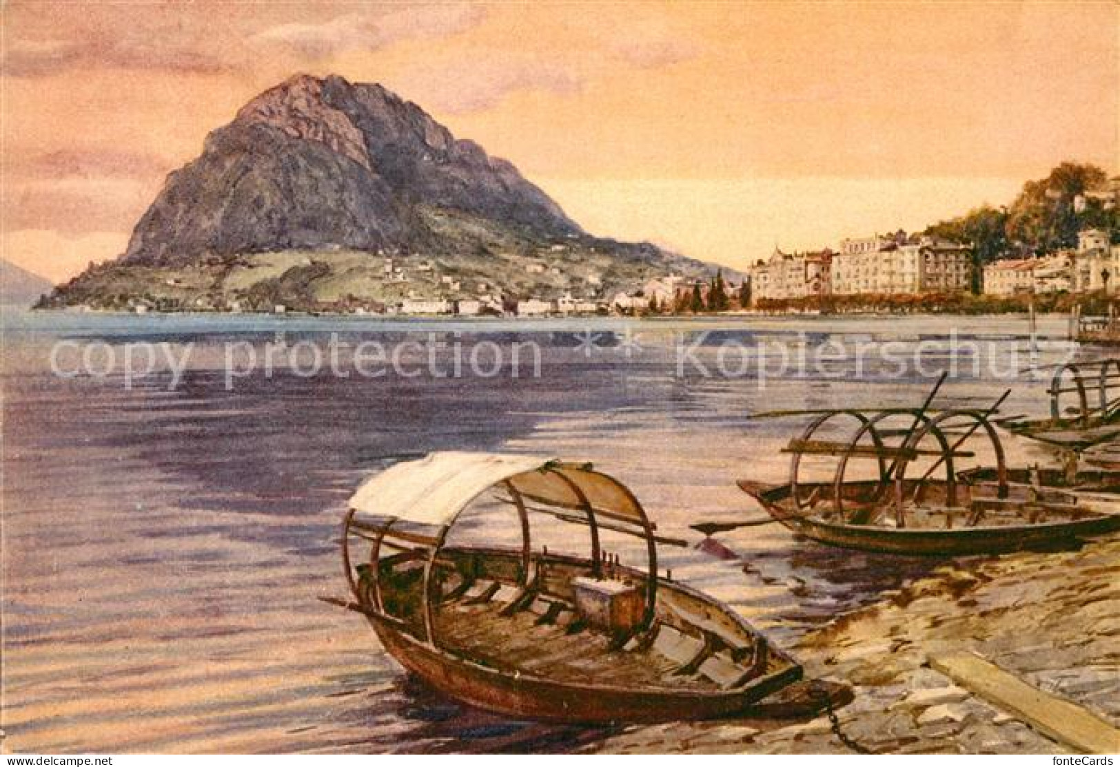 12927189 Lugano Lago Di Lugano Monte San Salvatore Kuenstlerkarte Lugano Lago Di - Altri & Non Classificati