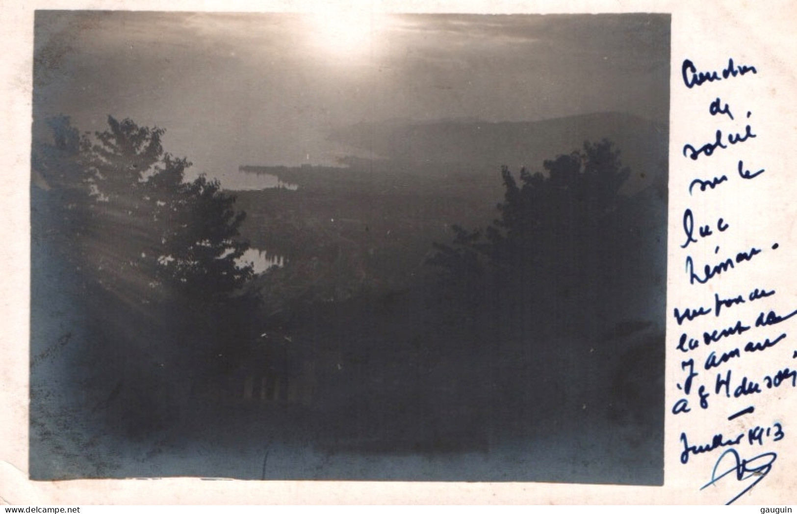 Carte-Photo - MONTREUX - Coucher De Soleil Sur Lac Léman Vue Prise De La Dent De Jaman (Juillet 1913) - Montreux