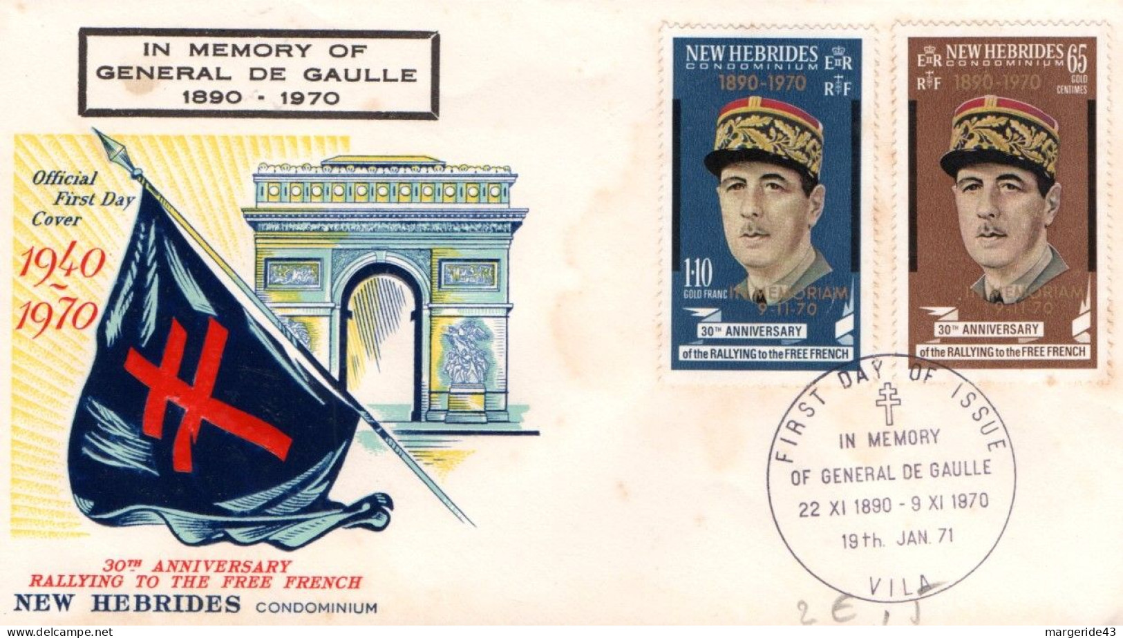 NOUVELLES HEBRIDES FDC 1971 CHARLES DE GAULLE - De Gaulle (Generaal)