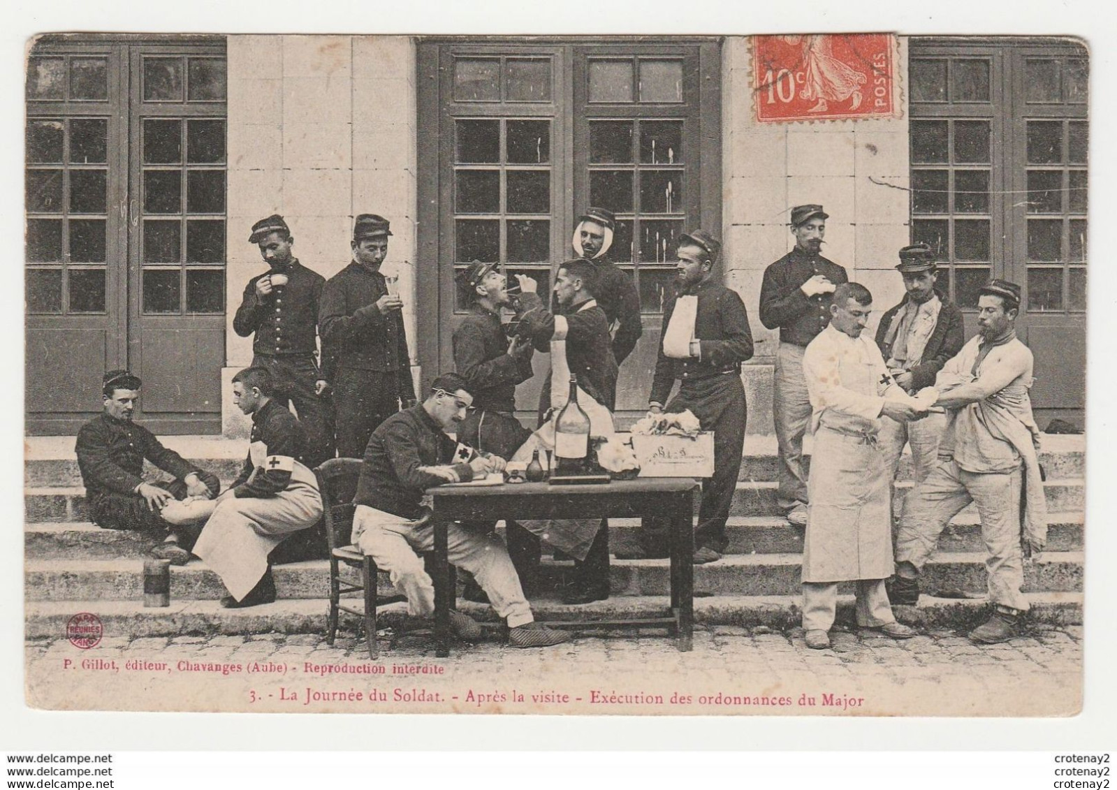 Militaria HUMOUR La Journée Du Soldat N°3 Après La Visite Exécution Des Ordonnances Du Major Blessés Infirmiers En 1908 - Umoristiche