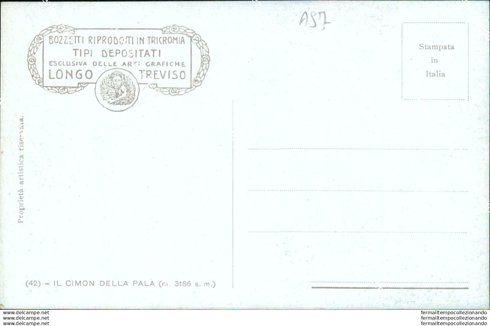As7 Cartolina Il Cimon Della Pala Provincia Di Belluno - Belluno
