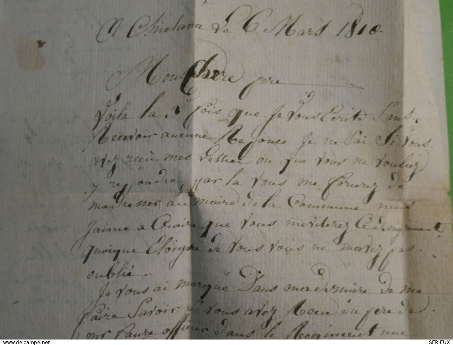 DO15 FRANCE LETTRE RARE   ARMEE D ESPAGNE   1810 CHIELONA +A SON PERE +TAXE MANUELLE   +INTERESSANT+ +++++ - 1801-1848: Precursors XIX