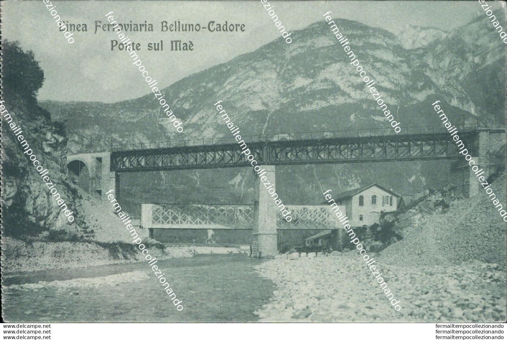 Ba296 Cartolina Linea Ferroviaria Belluno Cadore Ponte Mae' Veneto - Belluno