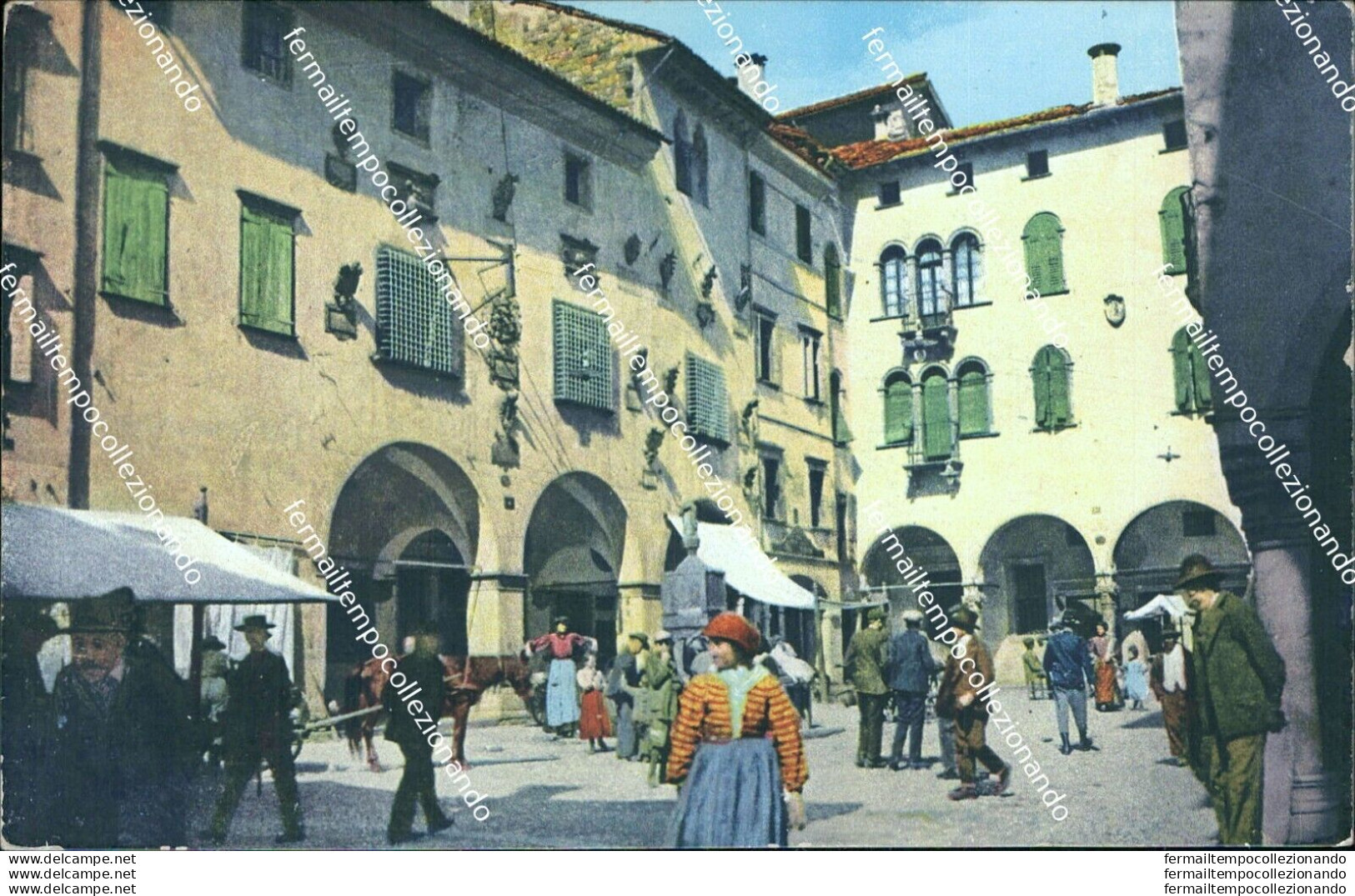 Ba297 Cartolina Belluno Citta' Piazza Mercato Delle Erbe Veneto Bella!! - Belluno