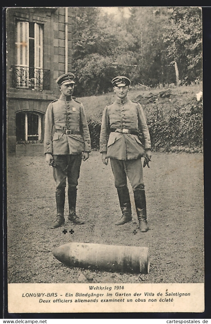 AK Blindgänger Im Garten Der Villa De Saintignon  - War 1914-18