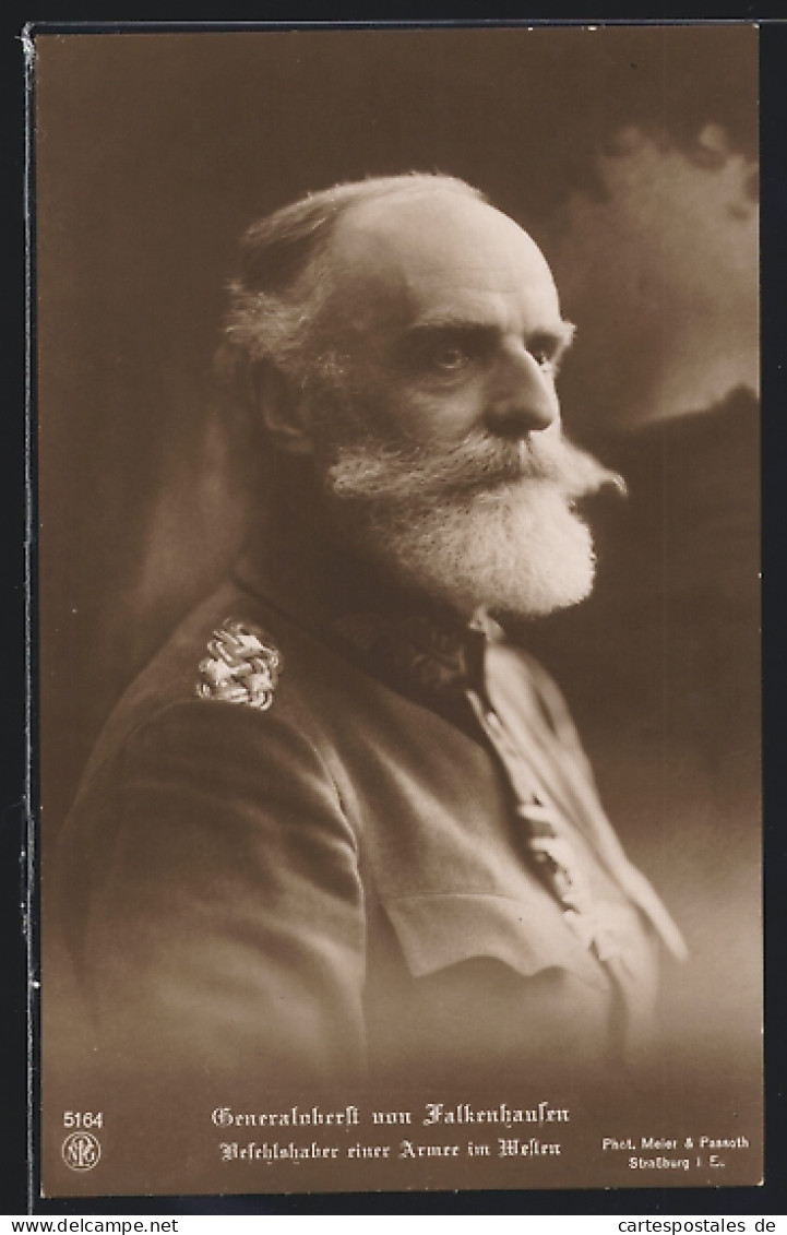 Foto-AK Portrait Generaloberst Von Falkenhausen, Befehlshaber Einer Armee Im Westen  - Guerre 1914-18