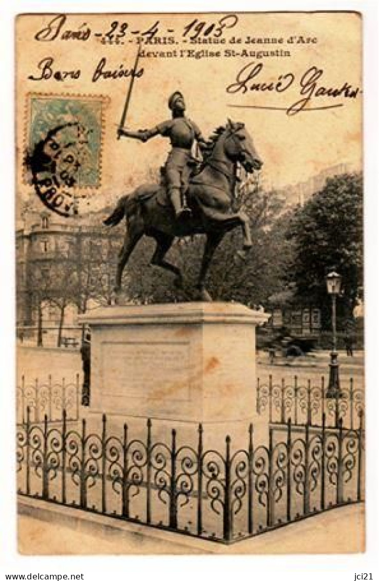 75 PARIS - " STATUE DE JEANNE D'ARC DEVANT L'EGLISE SAINT-AUGUSTIN " (468)_CP342 - Standbeelden