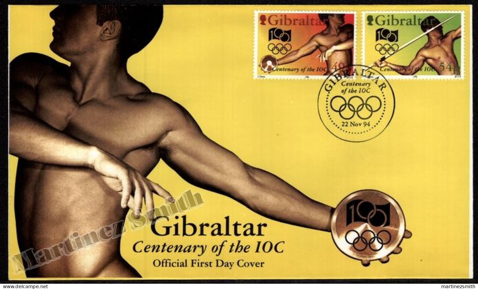 Gibraltar FDC 1994 Yvert 709-10, Centenary Of The IOC - International Olympic Committee - Gibilterra