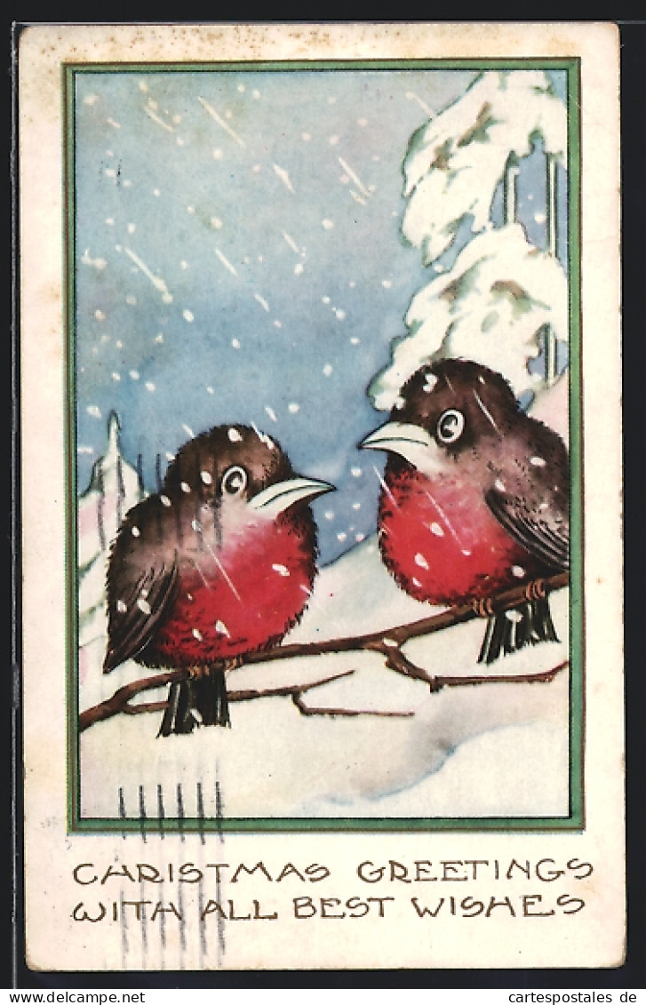 AK Zwei Dompfaffen Im Schnee  - Birds