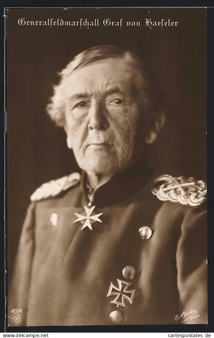 Foto-AK Portrait Generalfeldmarschall Graf Von Haeseler Mit Pour Le Merite Und Eisernem Kreuz  - Oorlog 1914-18