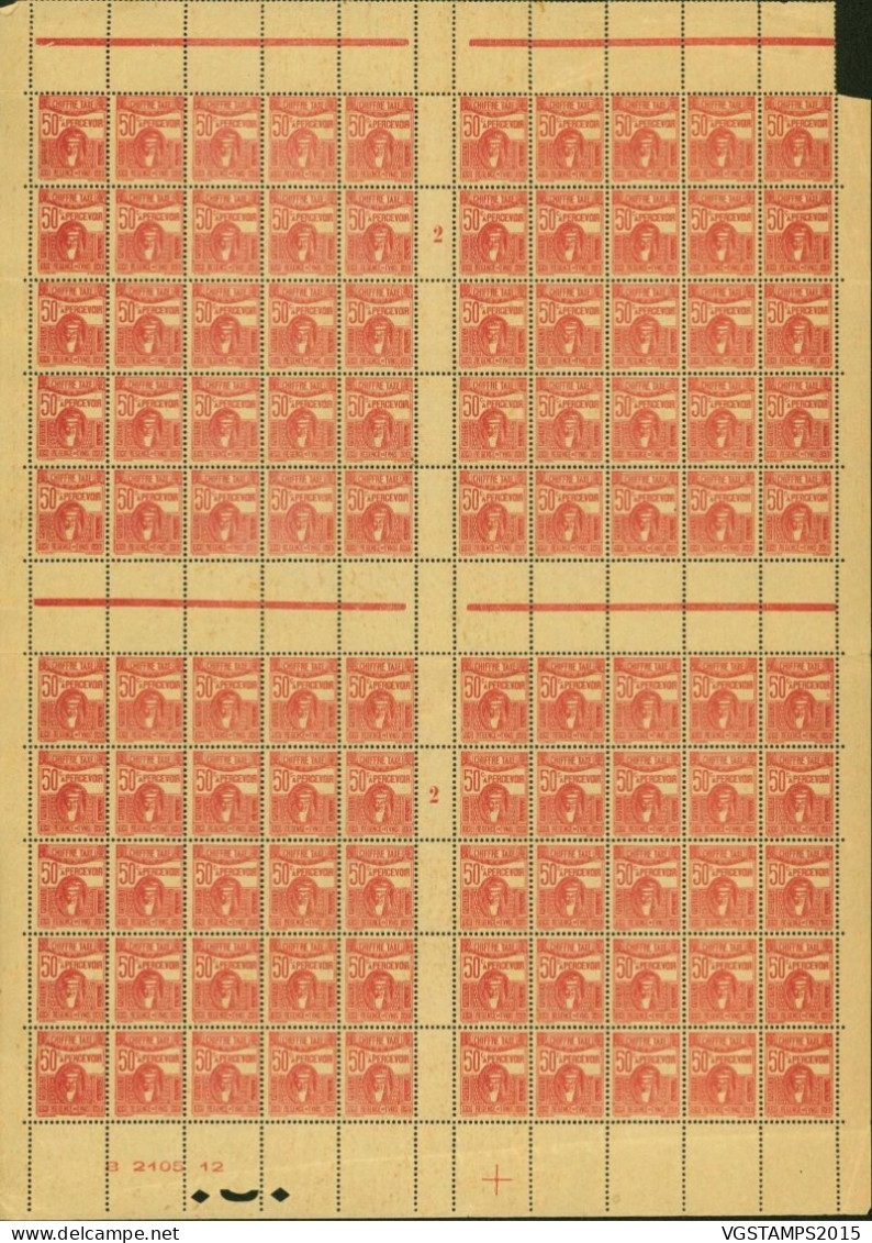 Tunisie 1932 - Colonie Française- Timbres Neufs. Yvert Taxe Nr.: 43.Panneau De 100 Avec Millesime "2"(x2) (EB) AR-02704 - Unused Stamps