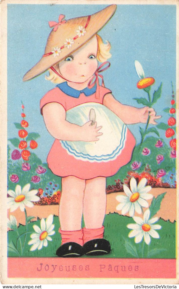 FETES ET VOEUX - Pâques - Une Petite Fille Arrachant Les Pétales D'une Fleur - Colorisé - Carte Postale Ancienne - Pâques