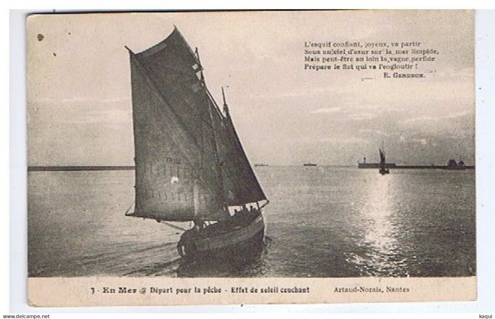 BATEAU - ( Voilier ) En Mer - Départ Pour La Pêche - Artaud-Nozais - N° 7 - Segelboote