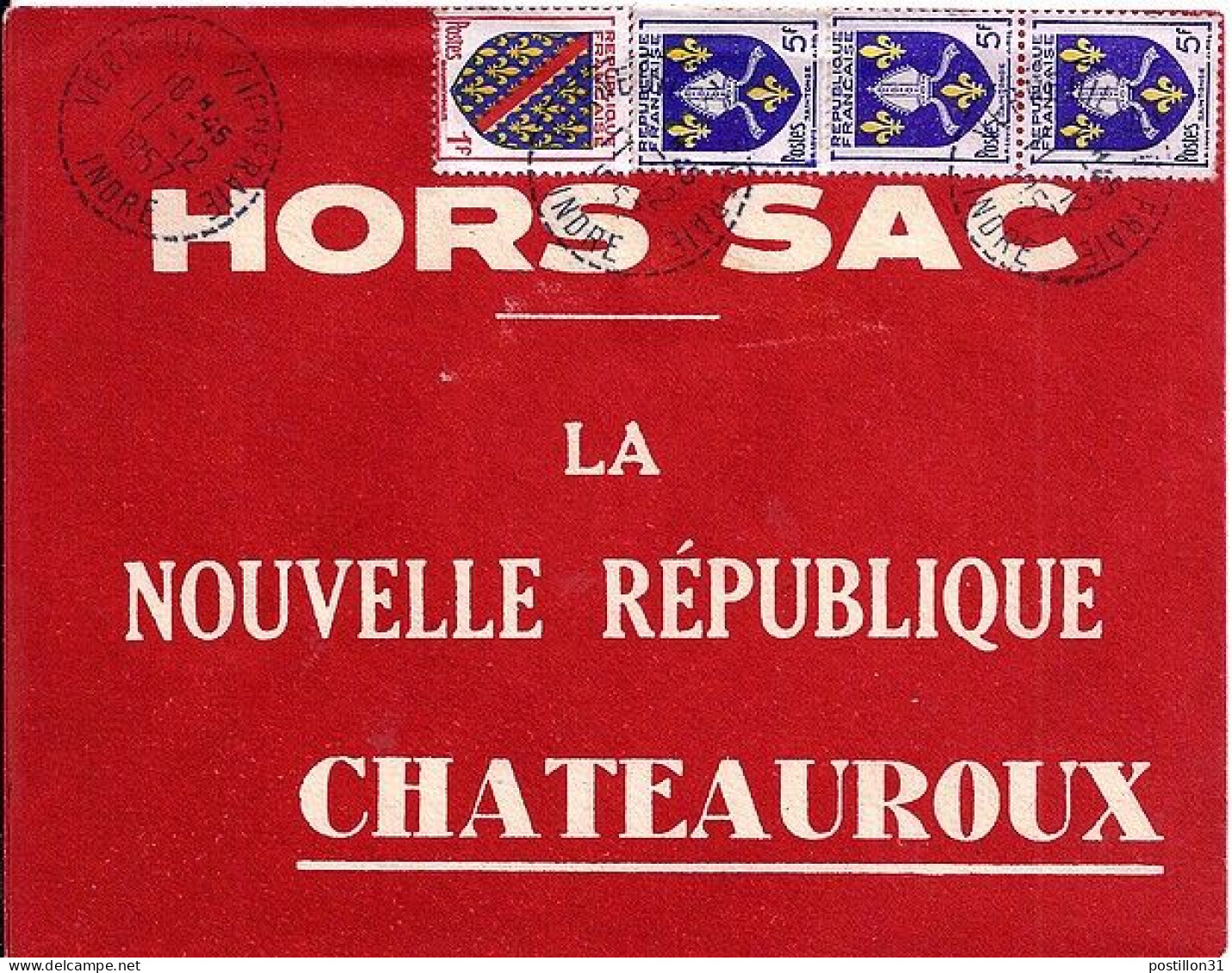 ARMOIRIES ET BLASONS N° 1005x3/1002 S/L.HORS SAC DE VERNEUIL S/IGNERAIE/11.12.57 - 1941-66 Armoiries Et Blasons