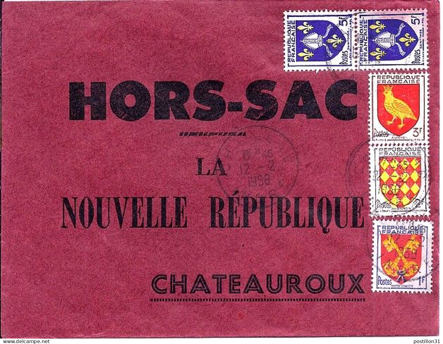 ARMOIRIES ET BLASONS N° 1005x2/1047/1004/1003 S/L.HORS SAC DE CHAILLAC/12.2.58 - 1941-66 Coat Of Arms And Heraldry