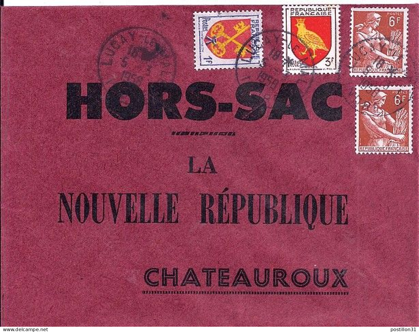 MOISSONNEUSE N° 1115x2/1004/1047 S/L.HORS SAC DE LUCAY LE MALE/5.3.58 - 1957-1959 Moissonneuse