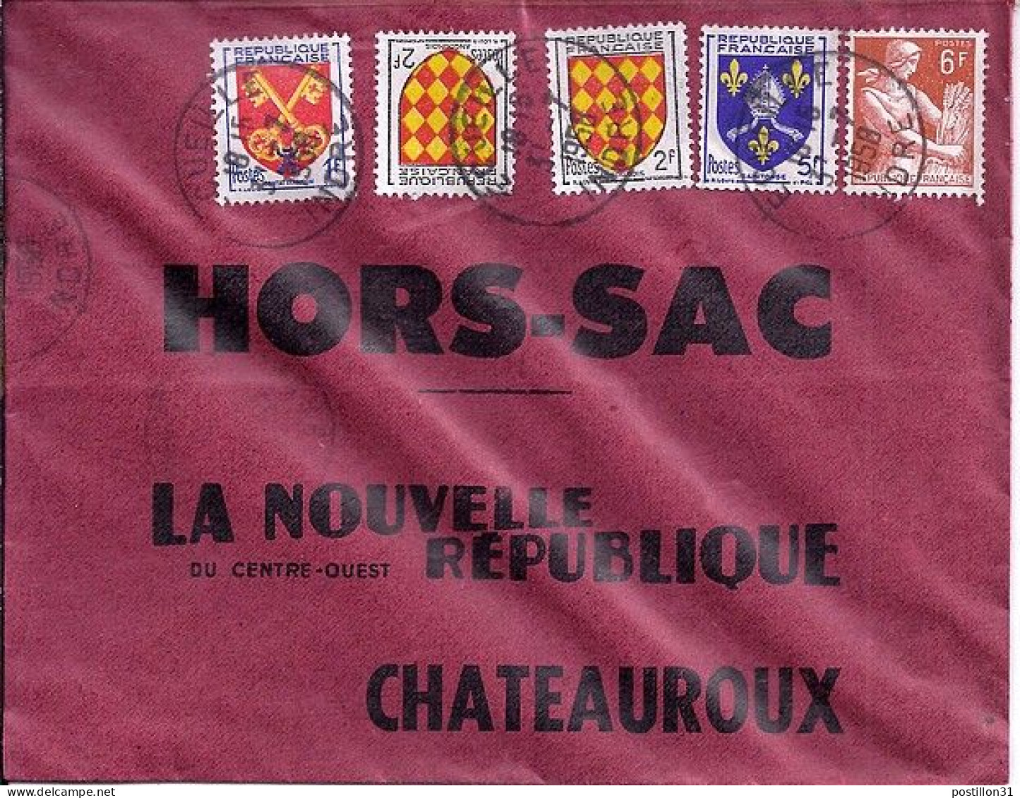 MOISSONNEUSE N° 1115/1005/1003x2/1047 S/L.HORS SAC DE ECUEILLE/31.7.58 - 1957-1959 Moissonneuse