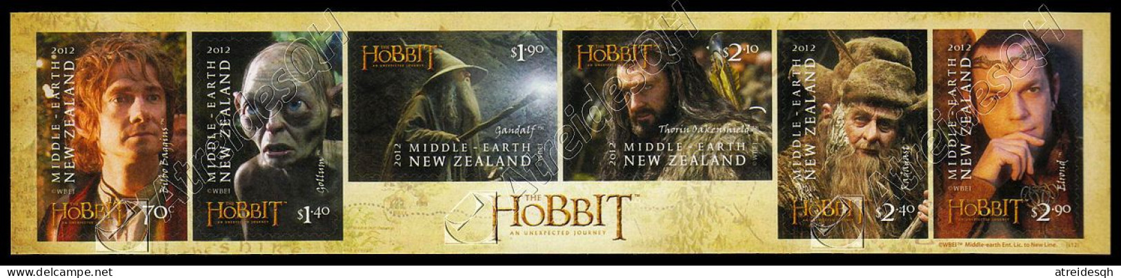 [Q] Nuova Zelanda / New Zealand 2012: Serie Lo Hobbit I Autoadesiva / The Hobbit I Self-adhesive Stamp Set ** - Kino