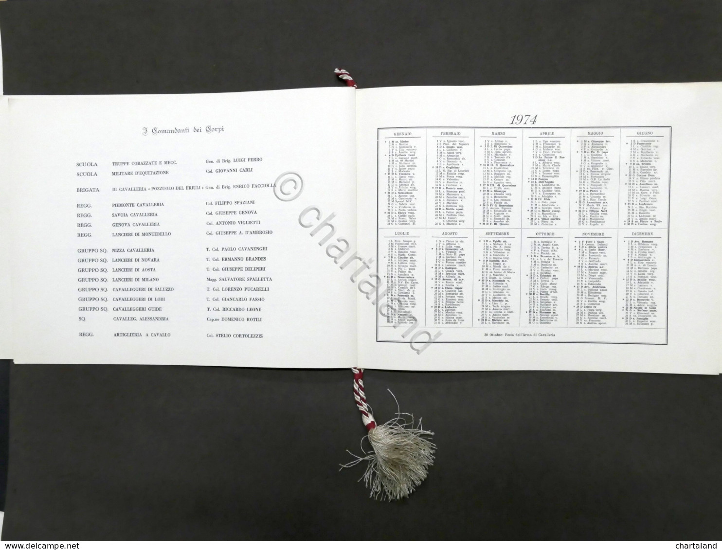 Associazione Nazionale Arma Di Cavalleria Calendario 1974 - Cavalleria Coloniale - Otros & Sin Clasificación