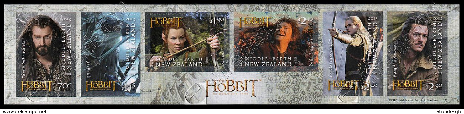 [Q] Nuova Zelanda / New Zealand 2013: Serie Lo Hobbit II Autoadesiva / The Hobbit II Self-adhesive Stamp Set ** - Kino