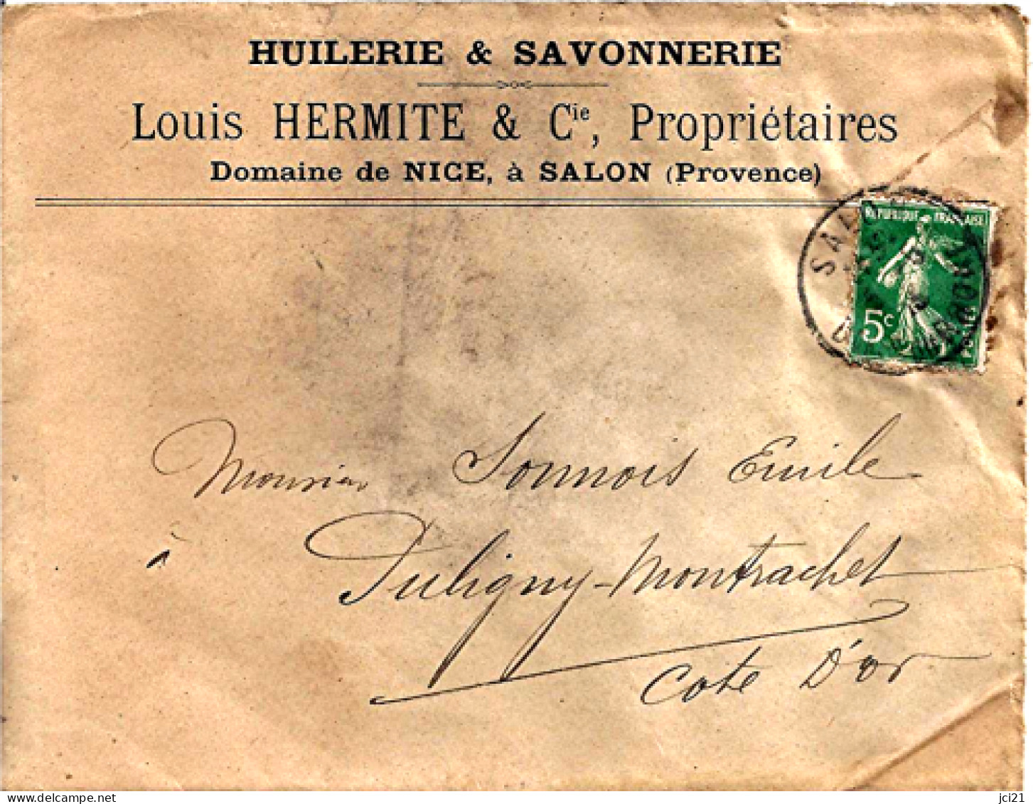 Enveloppe " HUILERIE ET SAVONNERIE Louis HERMITE Domaine De NICE à SALON (Provence)" Olives (115) _D84 - Food