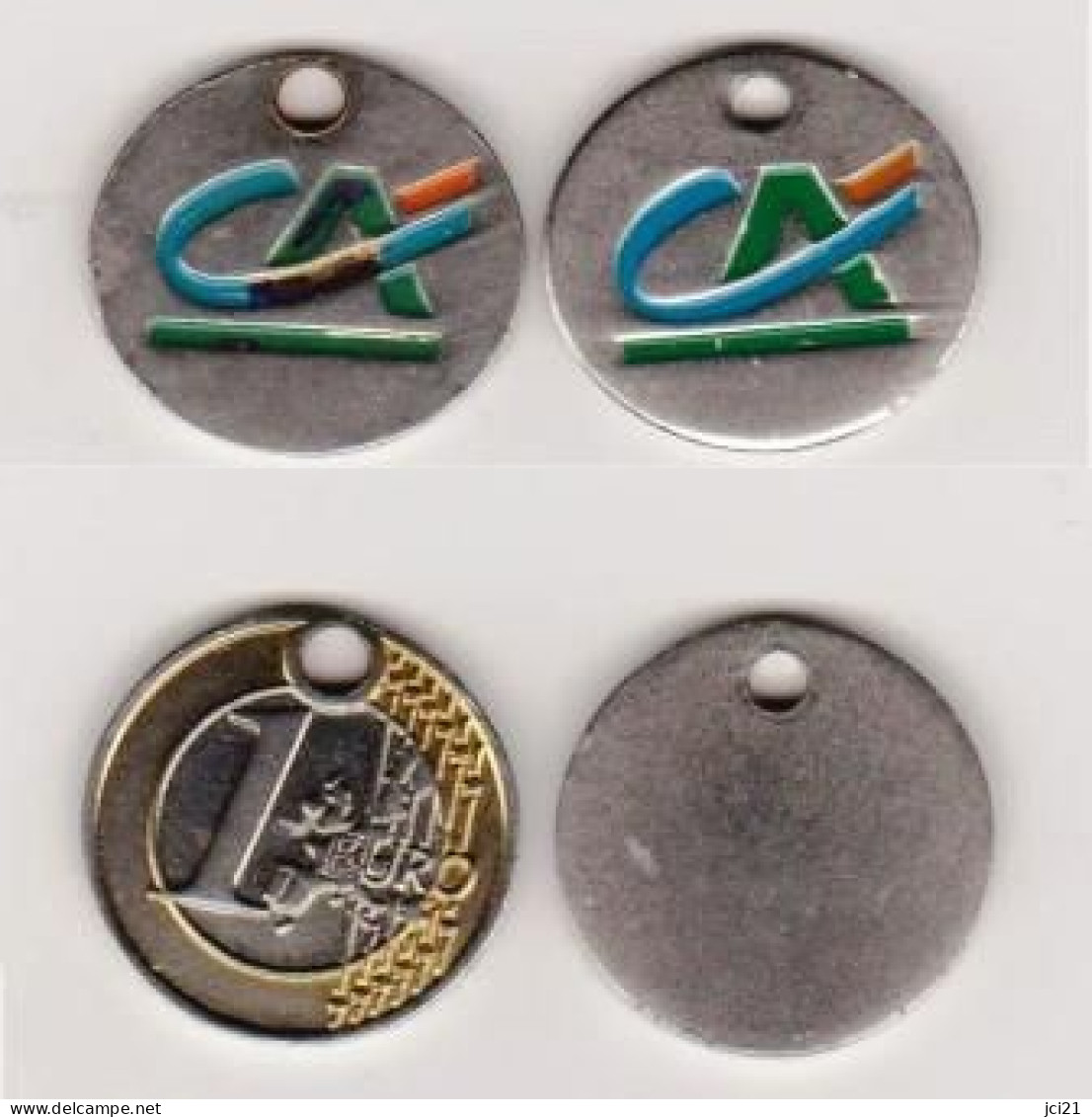 Lot De 2 Jetons De Caddie  " Crédit Agricole " (scann Recto-verso) []_Je289 - Trolley Token/Shopping Trolley Chip