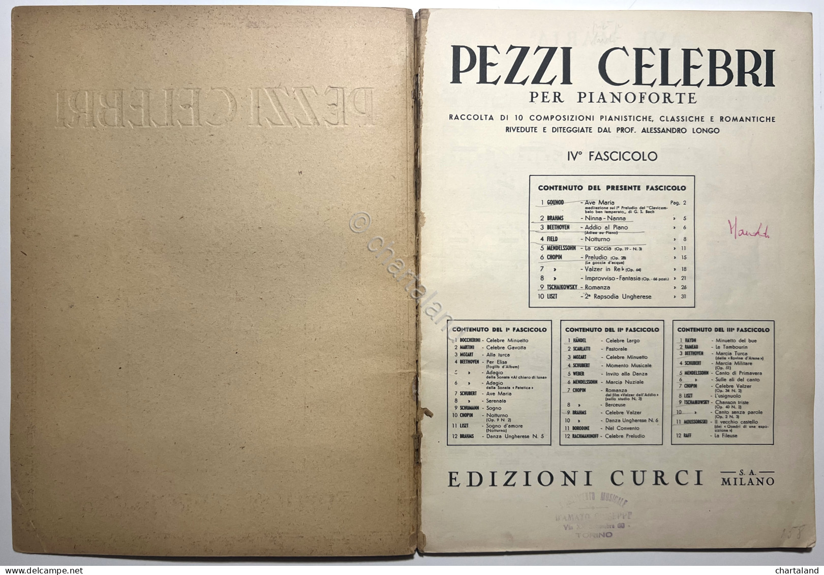 Spartiti - Pezzi Celebri Per Pianoforte: IV° Fascicolo - Ed. 1950 Ca. Curci - Unclassified