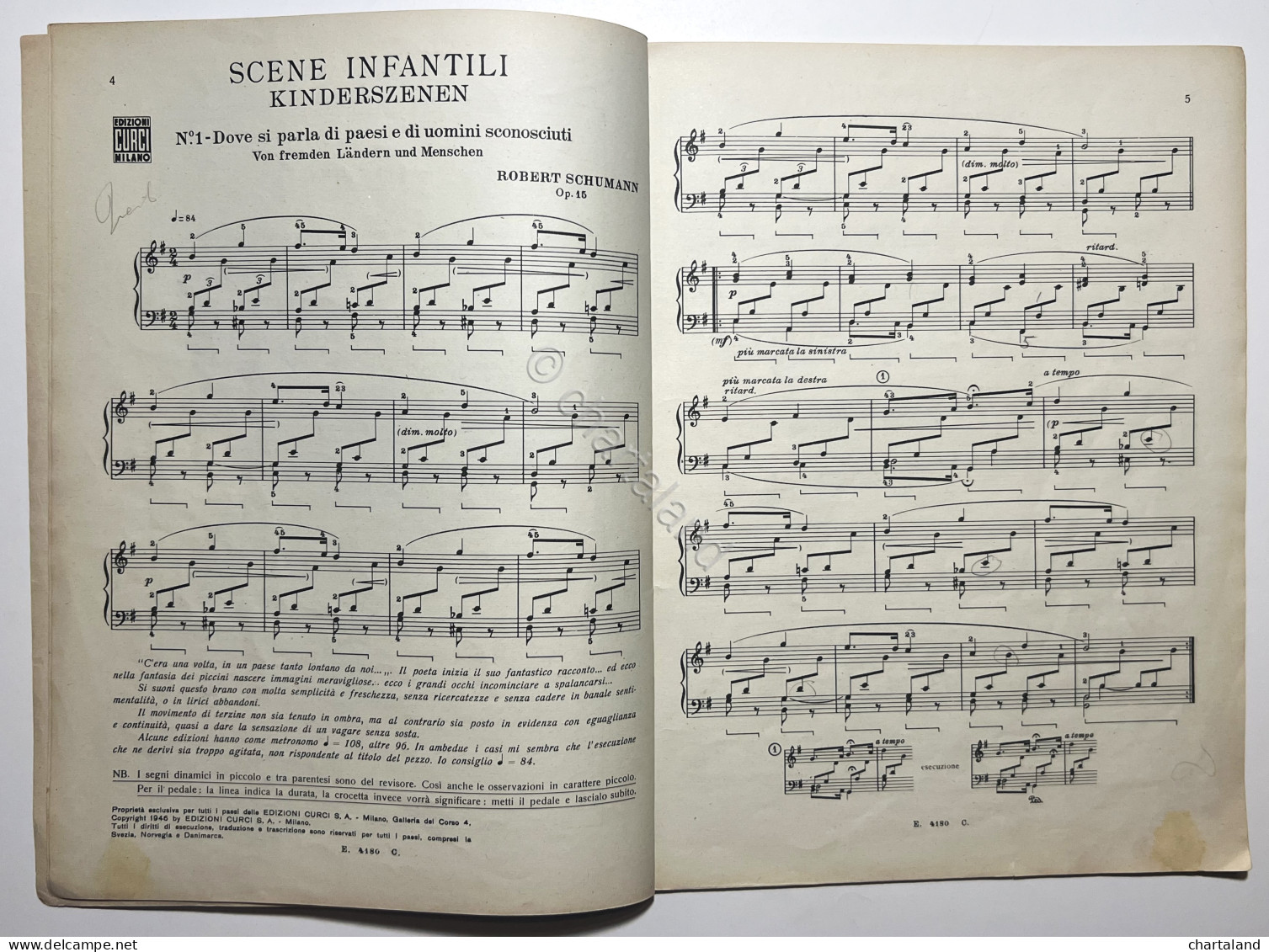 Spartiti - Schumann - Scene Infantili - Revisione Di C. Zecchi - Ed. 1946 Curci - Non Classés